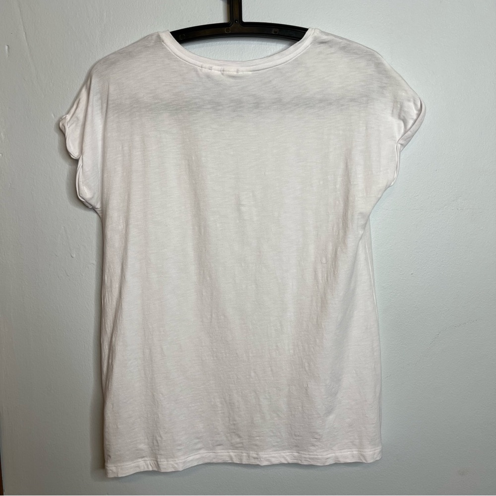 Sigrid Olsen White Short Sleeve Tee Shirt Top Pocket S Cuffed Sleeve EUC - Picture 6 of 7